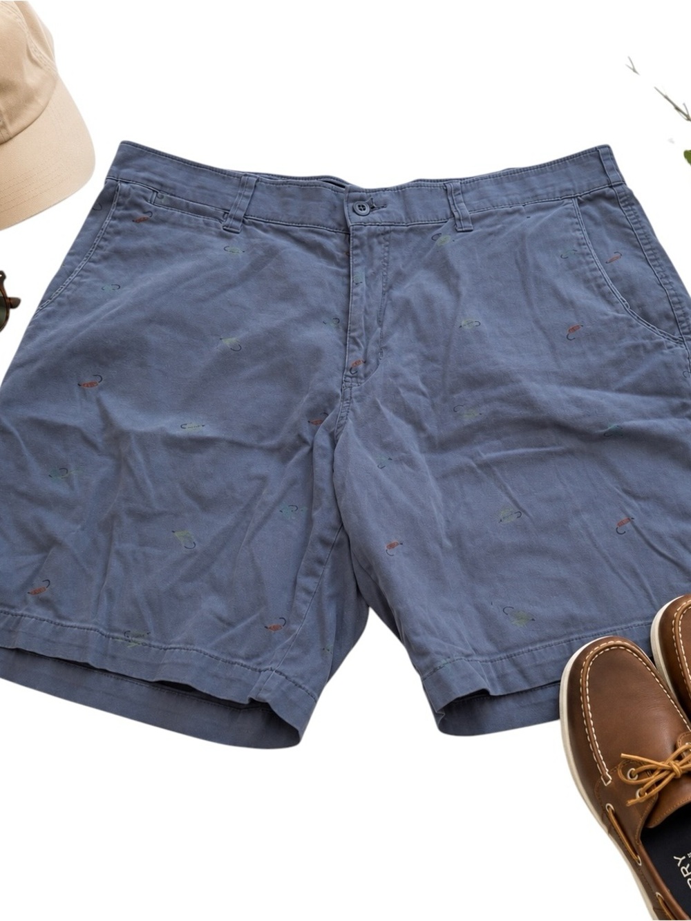 The Foundry Supply Co. Fishing Lure Print Stretch Chino Shorts Blue Men’s 44 GUC